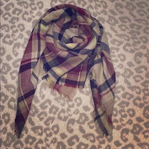 Plaid blanket scarf
